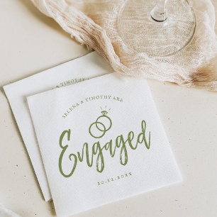 Engagement Party Script Lettering Soft Sage Napkins