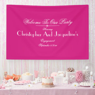 Engagement Party Script Names Chic Magenta Welcome Banner