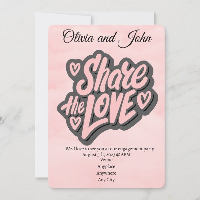 Engagement Party - Share the Love. Editable Invita Invitation (Front)