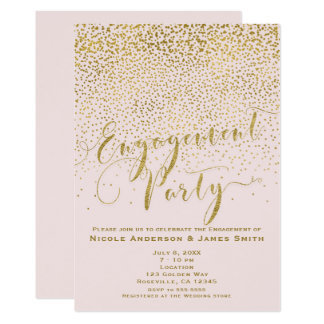 ENGAGEMENT PARTY Shower Blush Pink & Gold Confetti Invitation