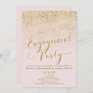 ENGAGEMENT PARTY Shower Blush Pink & Gold Confetti Invitation