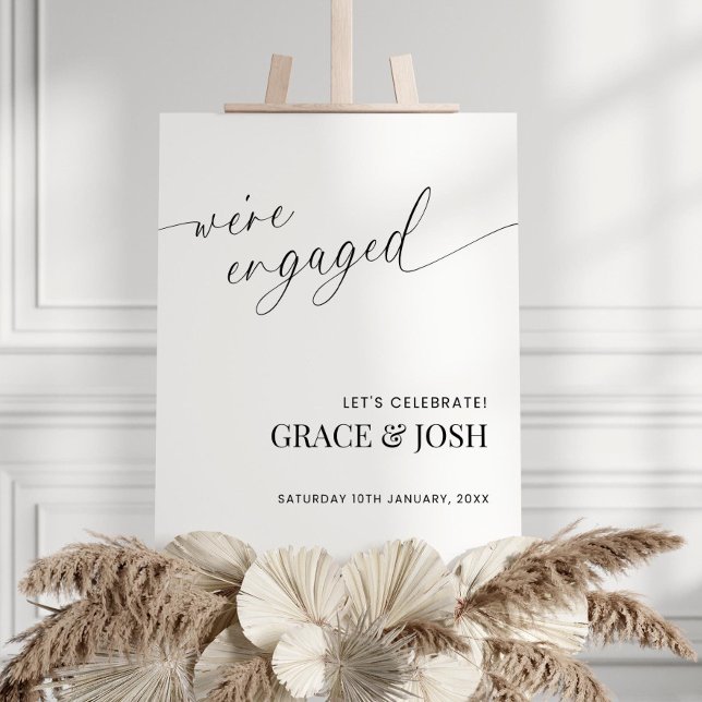 Engagement Party Sign Template Minimalist, Elegant (Creator Uploaded)