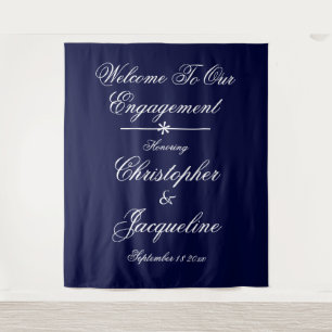 Engagement Party Simple Chic Navy Photo Backdrop