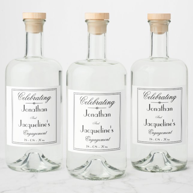 Engagement Party Simple Elegant Customized Names  Liquor Bottle Label (Bottles)