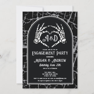 Engagement Party Skeleton Heart Hands Gothic Invitation