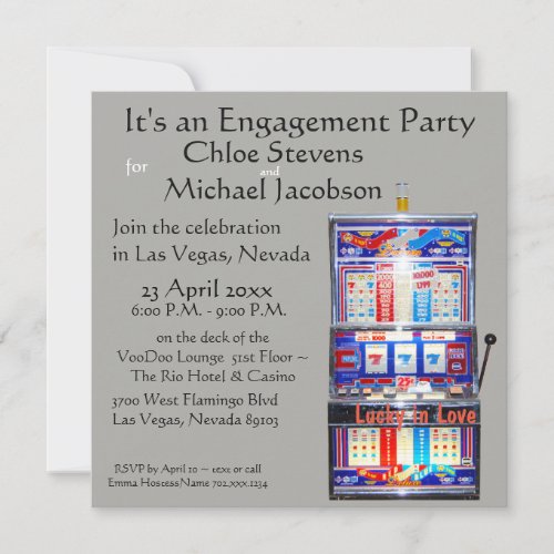 Engagement Party Slot Machine Lucky in Love Invitation