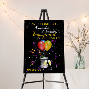 Engagement Party Sparkling Wine Celebration Black Foam Board