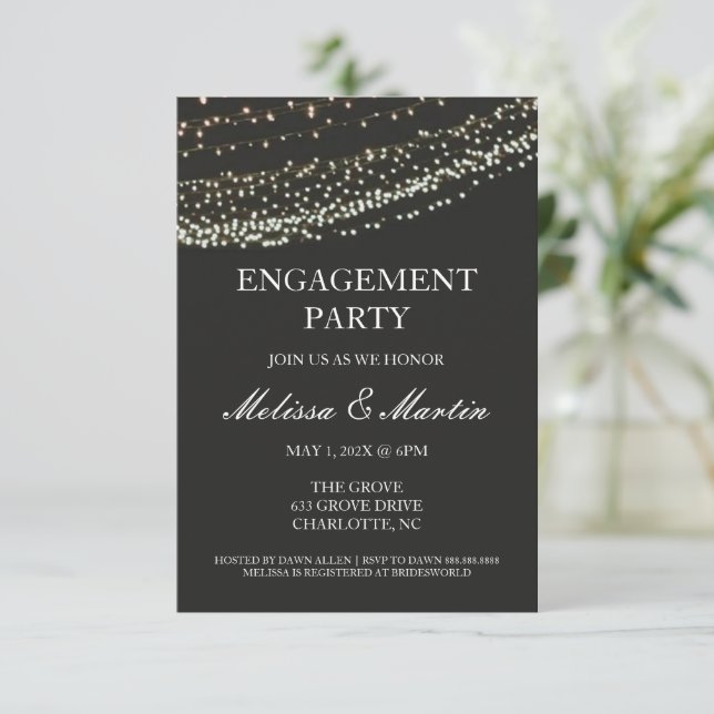 Engagement Party String Lights Night Invitation (Standing Front)