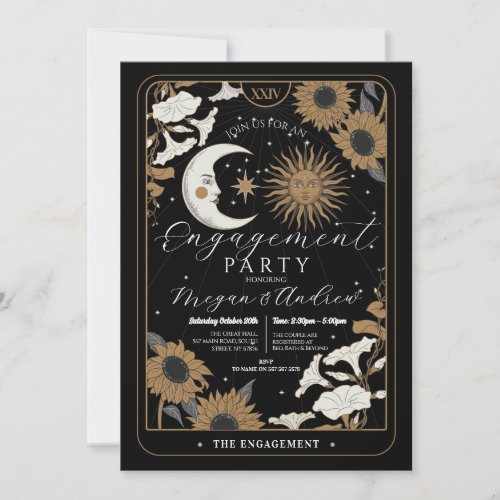 Engagement Party Sun Moon Align Tarot Couples  Invitation