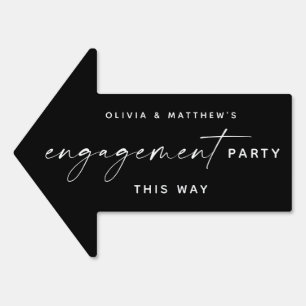 Engagement Party This Way Script Black Arrow Sign