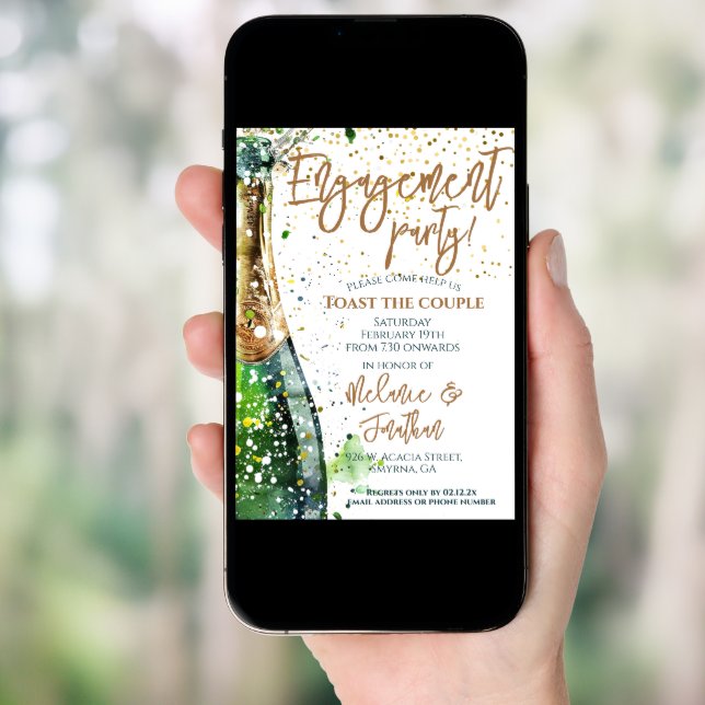 Engagement Party Toast The Couple Bubbly Bottle Invitation (Front Digital)