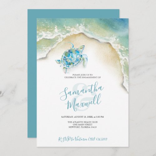Engagement Party Tropical Sea Turtle Watercolor