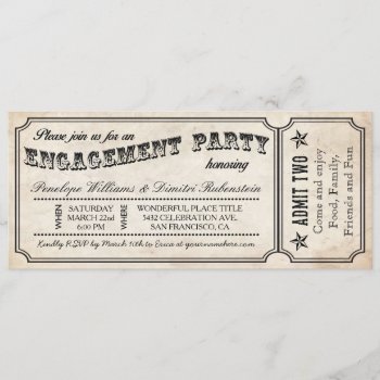 Engagement Party Vintage Ticket Invitations by Anything_Goes at Zazzle