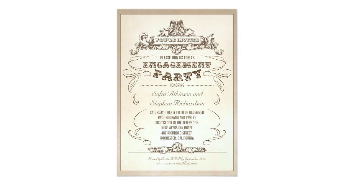 engagement party vintage typography invitations | Zazzle