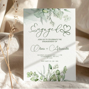 Engagement Party Watercolor Eucalyptus Green Invitation