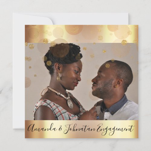 Engagement Party Wedding Brid Yellow Gold Confetti Invitation