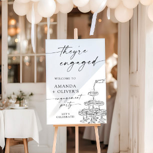 Engagement Party Welcome, Champagne Tower 24x36" Foam Board