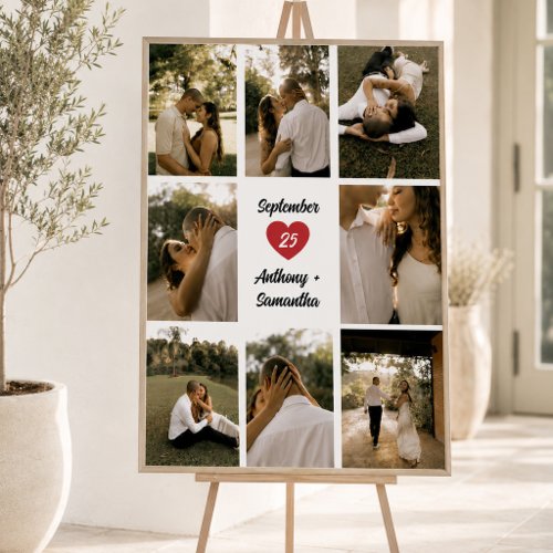Engagement Party Welcome Poster with Photo Collage