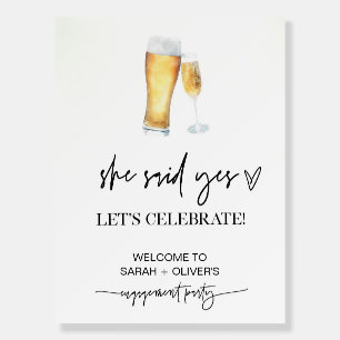 Engagement Party Welcome Sign, Bubbles and Brews Foam Board