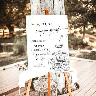 Engagement Party Welcome Sign, Champagne Tower Foam Board