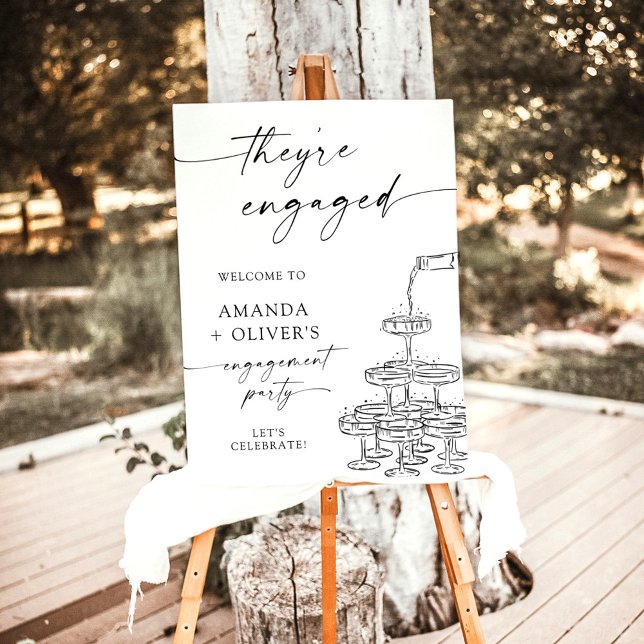 Engagement Party Welcome Sign, Champagne Tower Foam Board (Creator Uploaded)