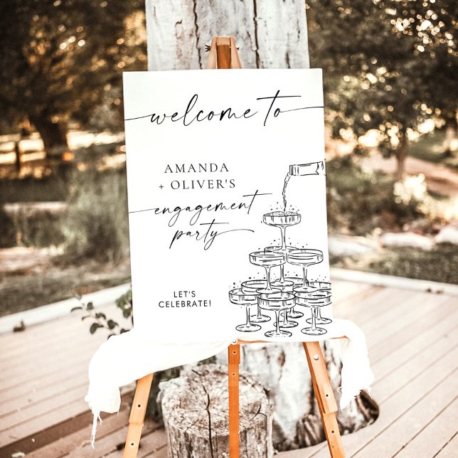 Engagement Party Welcome Sign, Champagne Tower Foam Board (Creator Uploaded)