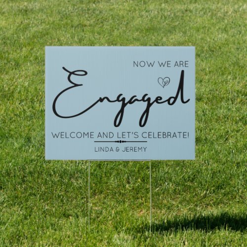 Engagement party welcome sign dusty blue