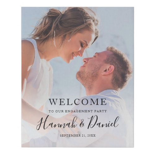 Engagement Party Welcome Sign Faux Canvas Print