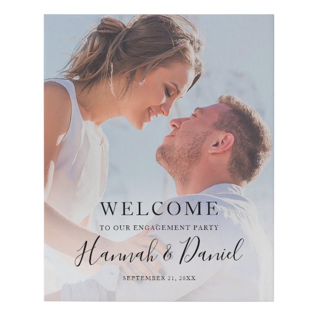 Engagement Party Welcome Sign Faux Canvas Print (Front)