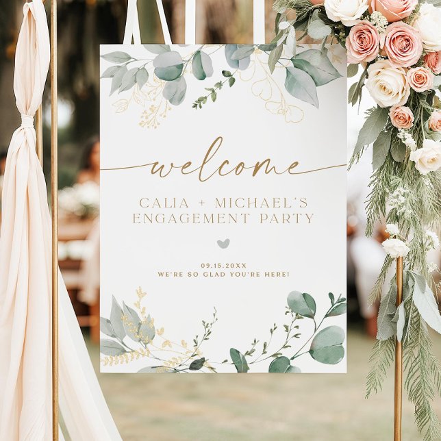 Engagement Party Welcome Sign Greenery Wedding  (Creator Uploaded)