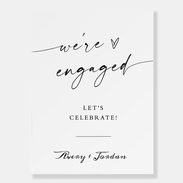 Engagement Party Welcome Sign, Minimalist Engageme Foam Board (Front)