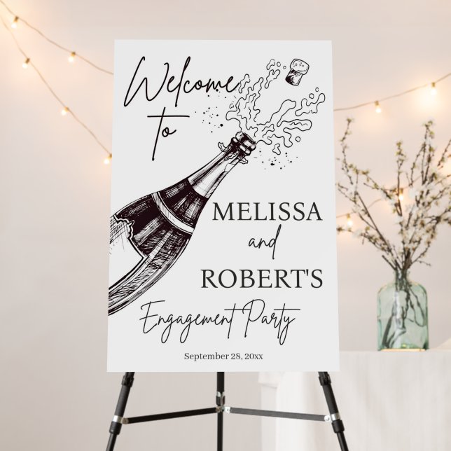 Engagement Party Welcome Sign, Minimalistic Party  Foam Board (In Situ (Stand))