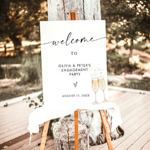 Engagement Party Welcome Sign   Modern Minimalist 