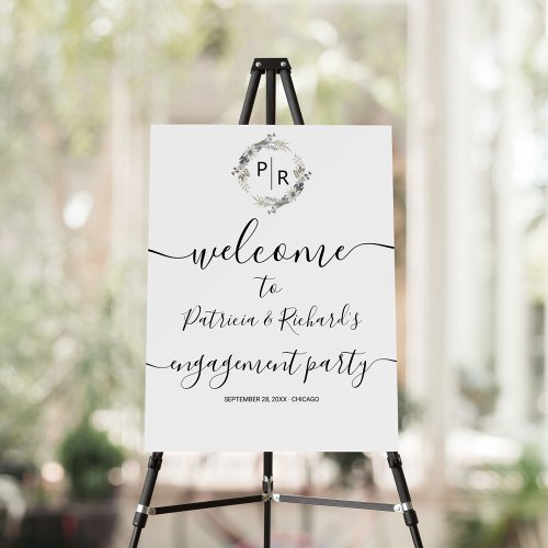 Engagement Party Welcome Sign Monogram Foam Board