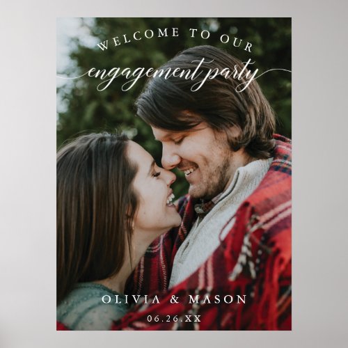 Engagement Party Welcome Sign Poster with Photo