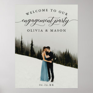 Engagement Party Welcome Sign Poster with Photo