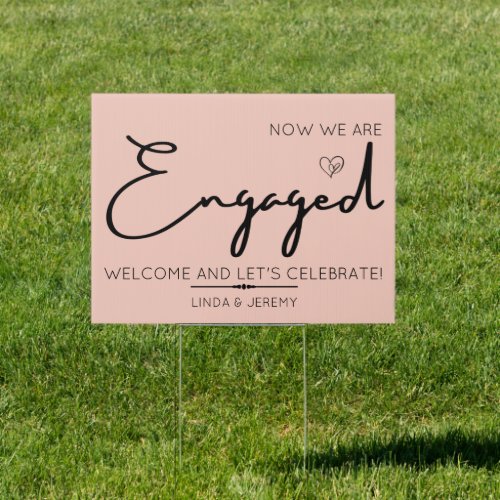 Engagement party welcome sign rose