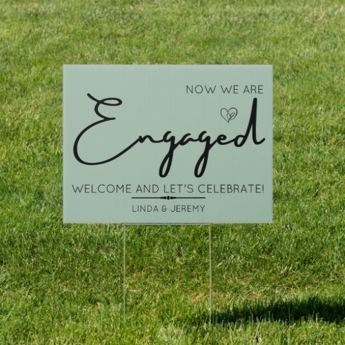 Engagement party welcome sign sage green