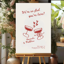 Engagement Party Welcome Sign Template Hand-Drawn