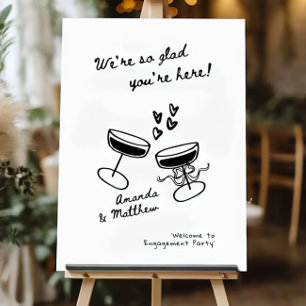 Engagement Party Welcome Sign Template Hand-Drawn