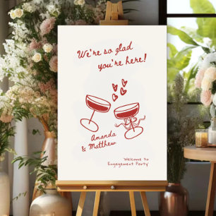 Engagement Party Welcome Sign Template Hand-Drawn