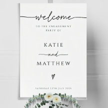 Engagement party welcome sign template, simple