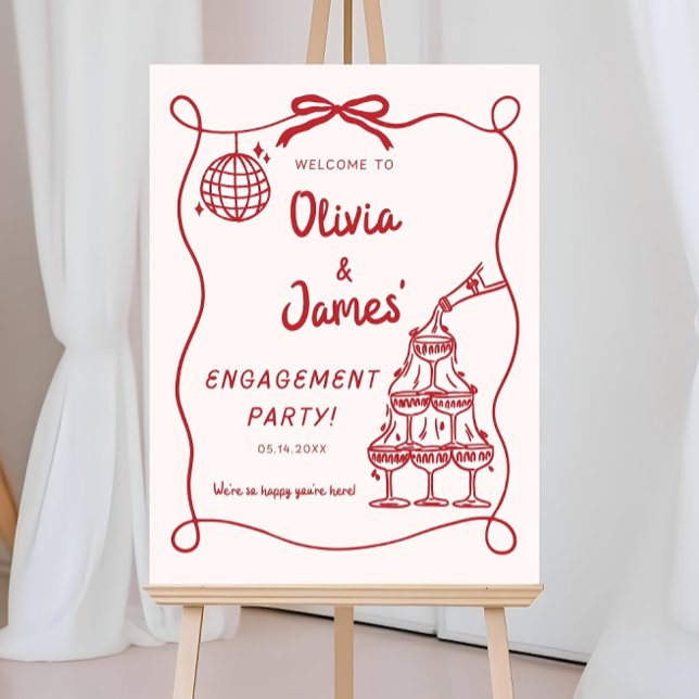 Engagement Party Welcome Sign Template, Whimsical  (Creator Uploaded)