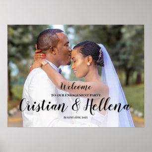Engagement party welcome sign with photo