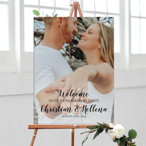 Engagement party welcome sign with photo