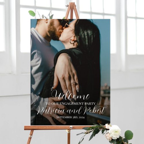 Engagement party welcome sign with photo