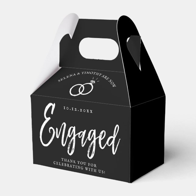 Engagement Party | White Script Lettering Favor Boxes (Front Side)