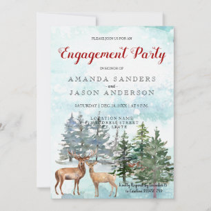 Engagement Party Winter Landscape antlers Invitation