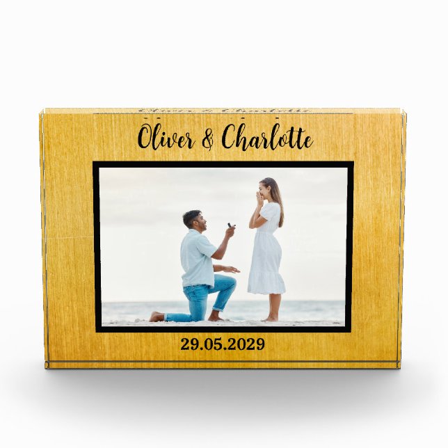 Engagement Personalized Couple marriage proposal Photo Block (Front)
