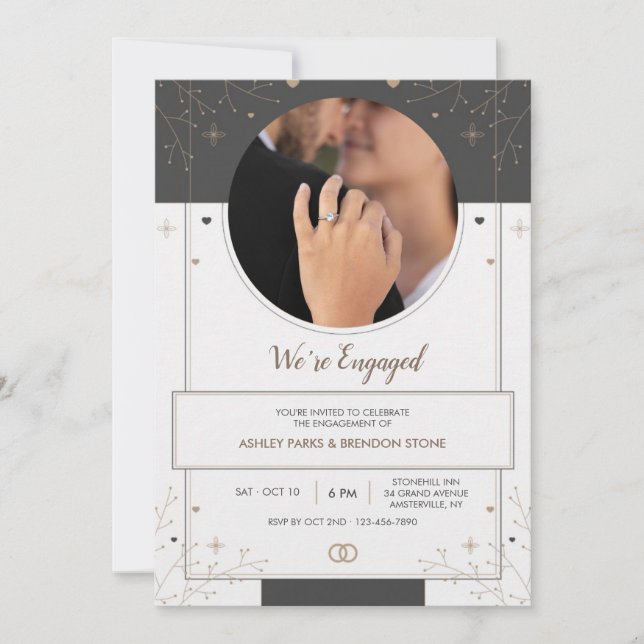 Engagement Photo Art Deco Invitation (Front)